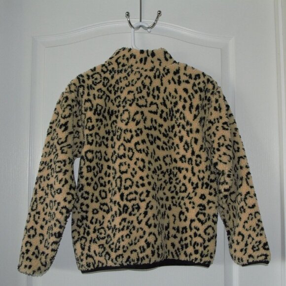 Polo Ralph Lauren Girl's Ocelot Sherpa 1/4 Zip Jacket Sweatshirt Leopard XL (16) - Picture 2 of 5